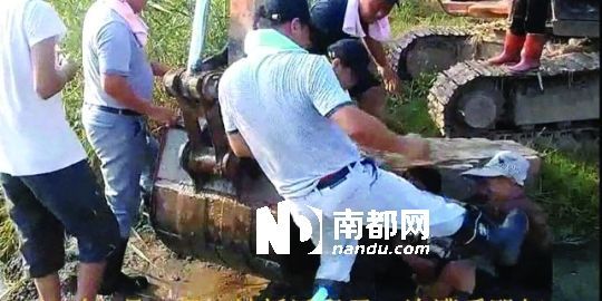 幾名戴黑帽的男子將一名老人推入水塘，后反復(fù)腳踹。