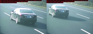 由于車速過快，高清探頭抓拍下的畫面，有一點點模糊 監(jiān)控截圖