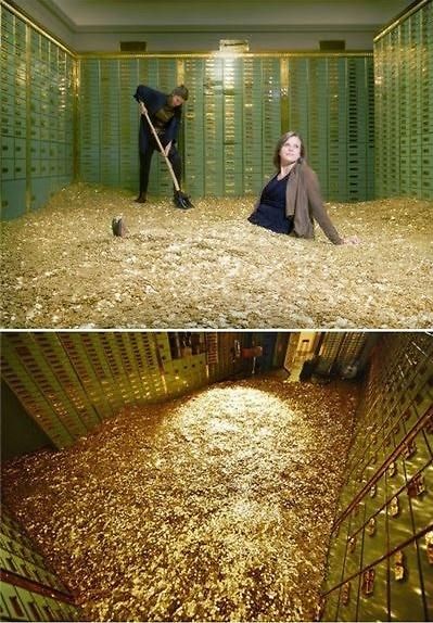 瑞典網(wǎng)店推出“金錢(qián)浴”，800萬(wàn)枚硬幣堆成金“浴池”。