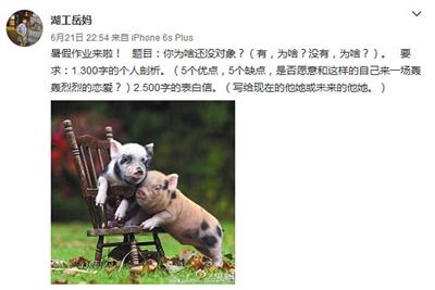 岳馨鈺在自己的個人微博上布置暑假作業(yè)。微博截圖