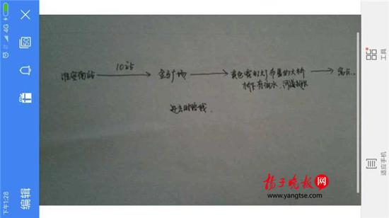 警方根據(jù)這兩張手繪地圖，動(dòng)用300余人次警力終于將林芳找到。（圖由淮安警方提供）