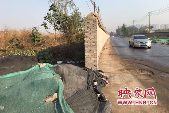 一墻之隔，一邊是道路，一邊是垃圾和荒草，市民質(zhì)疑其為遮羞墻。