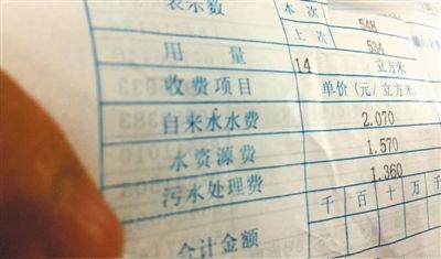 北京市某居民的水費單顯示，費用中有水資源費和污水處理費兩項附加收費。