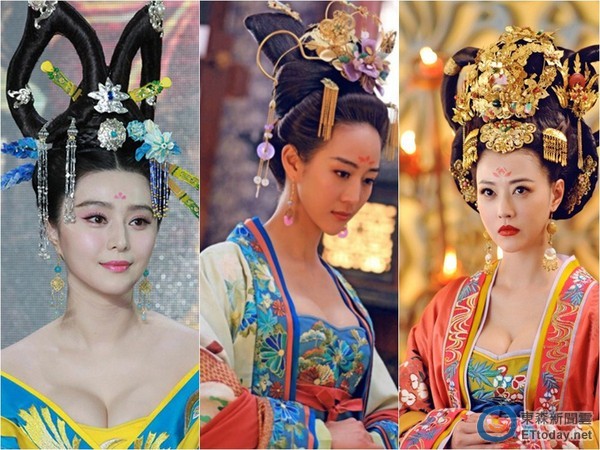 范冰冰、張鈞甯、周海媚，在《武媚娘》中爆乳演出