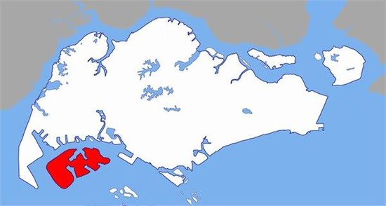 紅色為PX工廠所在裕廊島，與新加坡主城區(qū)距離5公里