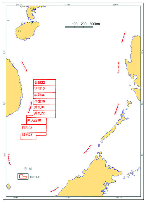 2012年中國(guó)海域部分開(kāi)放區(qū)塊位置圖